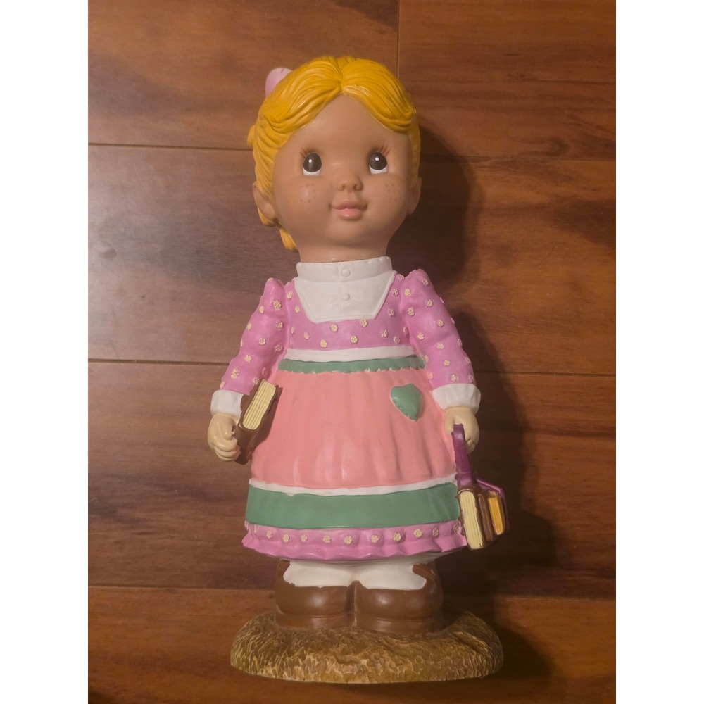 Vintage 1997 Art Line Inc School Girl Blow Mold Figurine Model 4741 Pink Dress